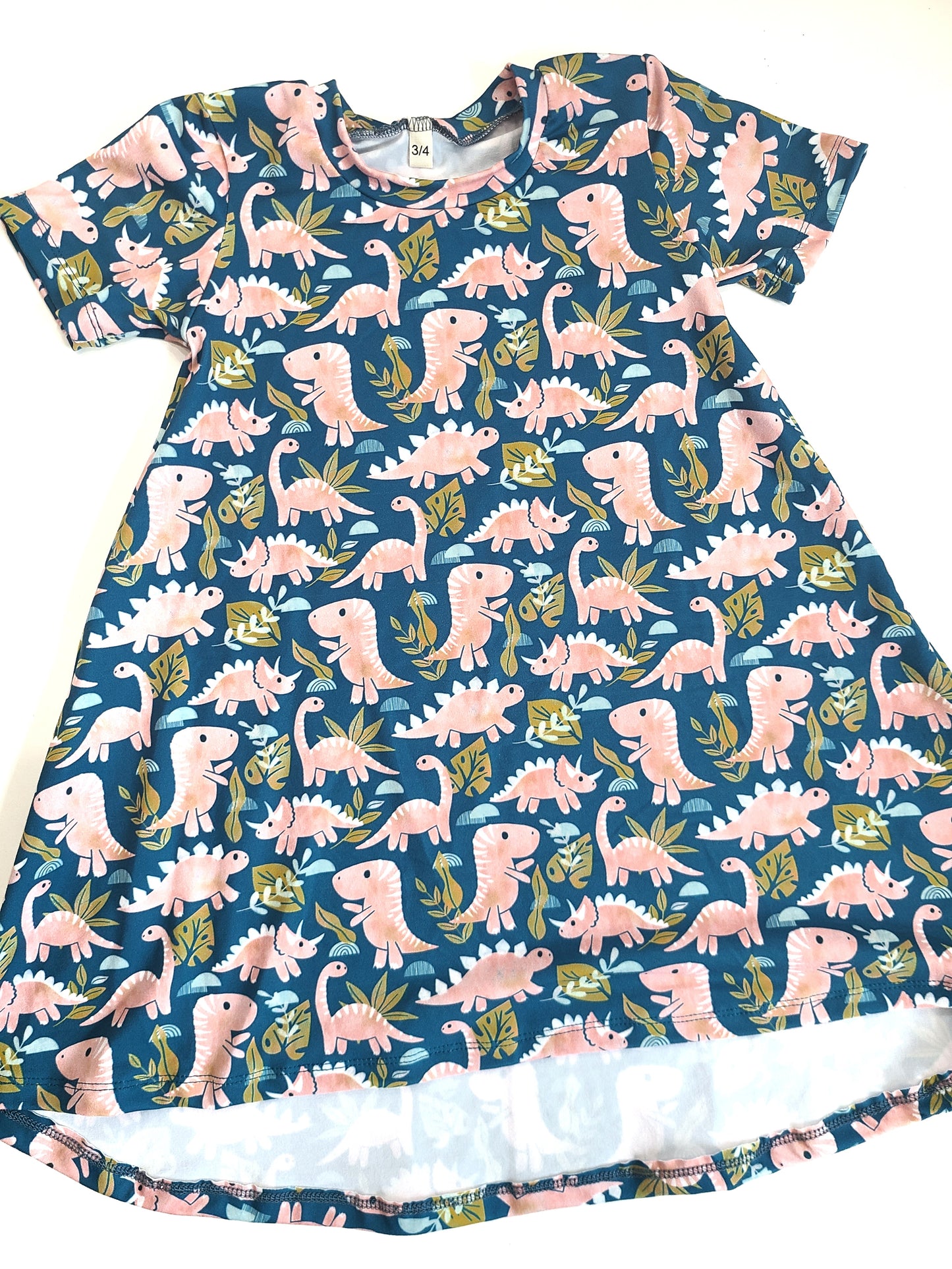 Basic Dress Dino Blue & Pink