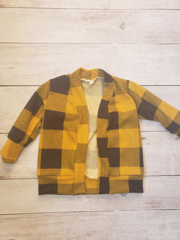 Mustard and Charcoal Plaid Cardigan