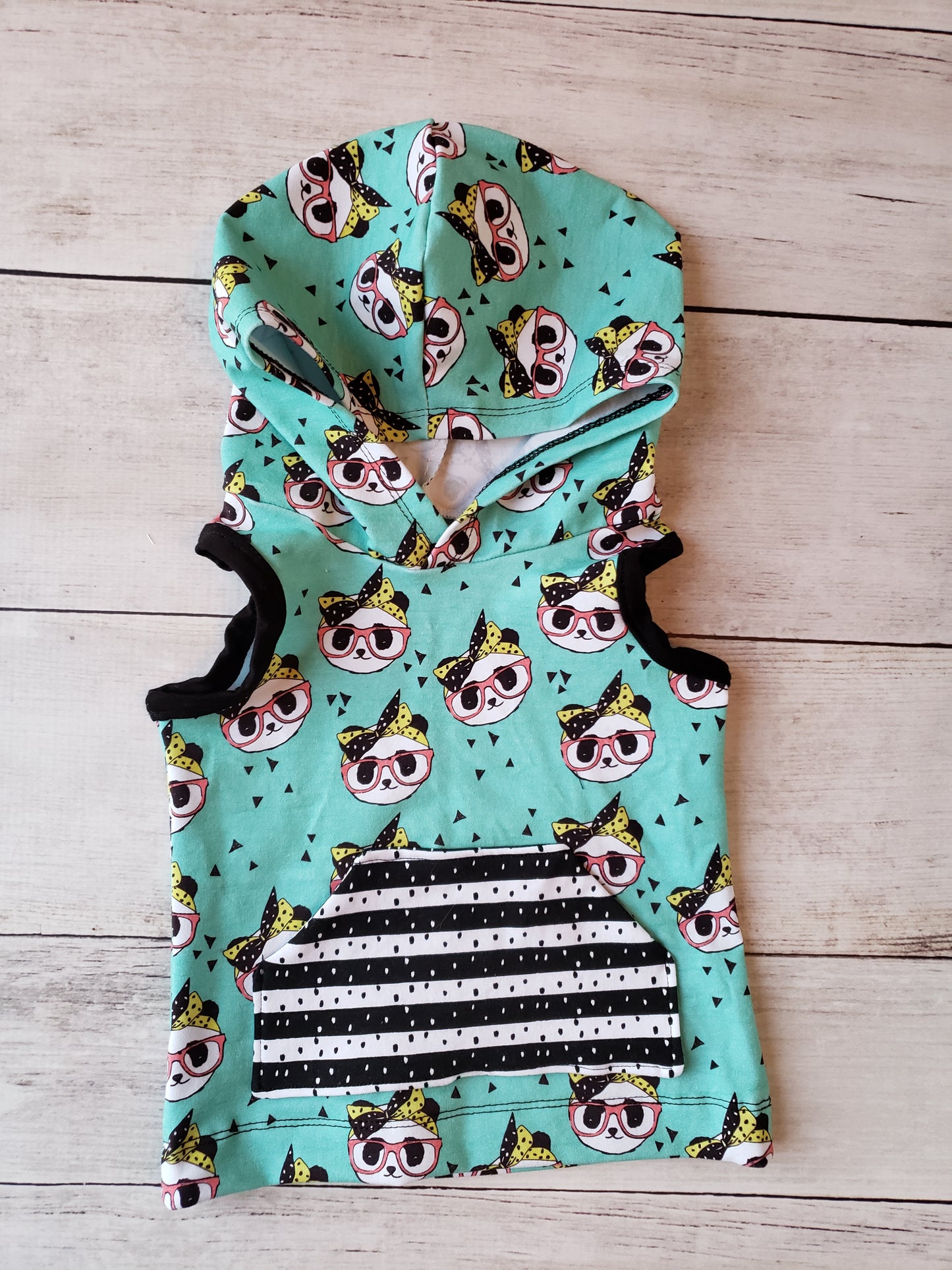 Girl Hipster Panda Hooded Tank