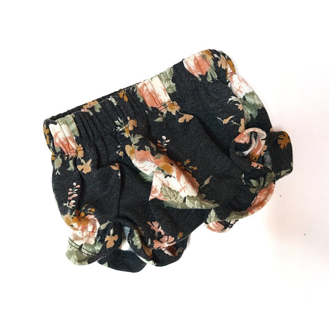 Ruffle Shorties Charcoal Floral