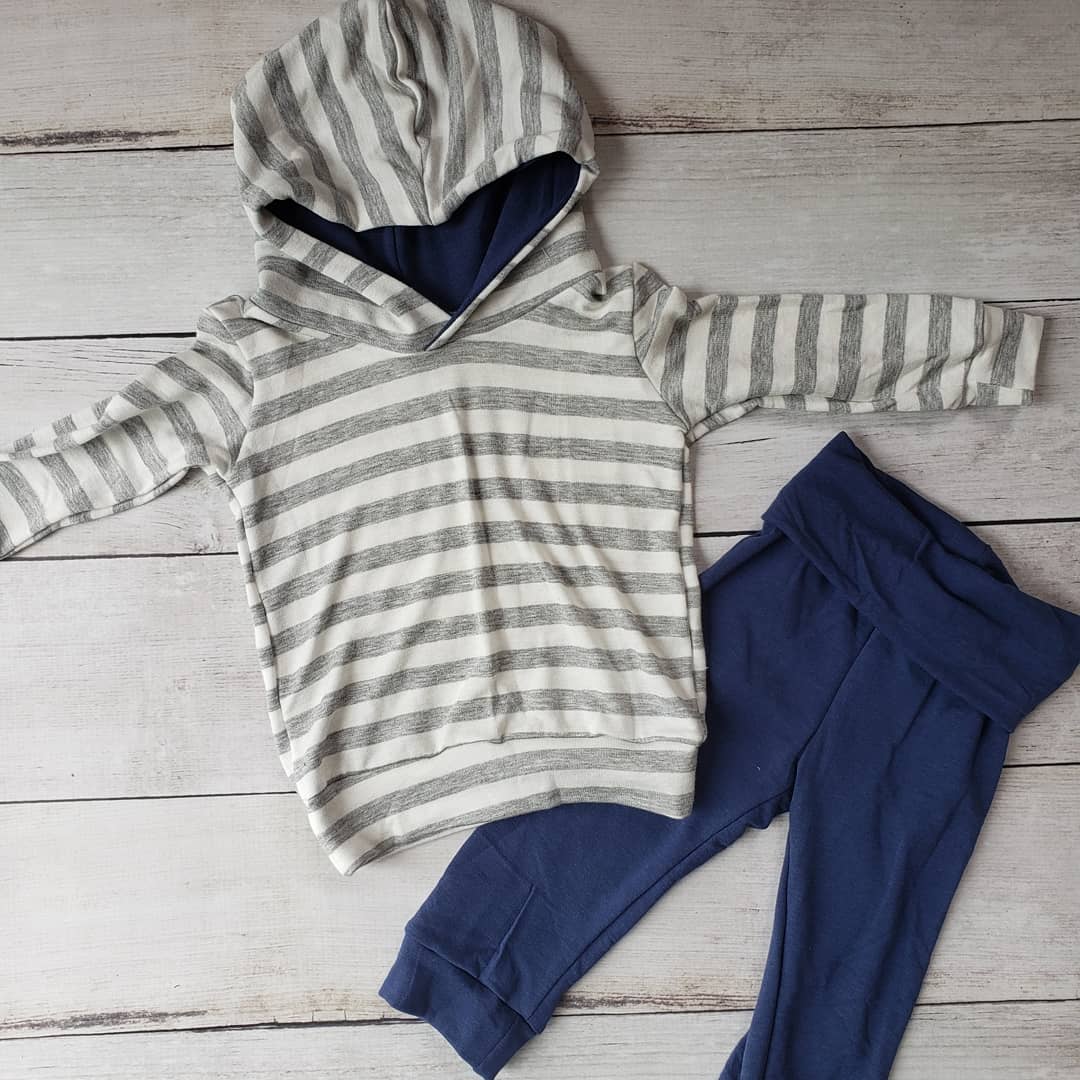 Gray Stripe Hoodie & Jogger Set
