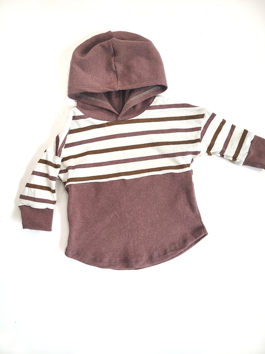 Hooded Tee Dusty Rose Stripe