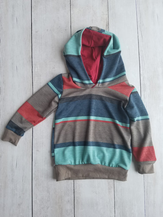 Blue/Rust Stripe Hoodie