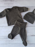 Lap Neck Tee and Footie Legging Set with Hat
