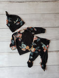 Lap Neck Tee and Footie Legging Set with Hat
