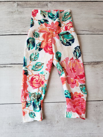 Teal Floral Grow With Me Pants