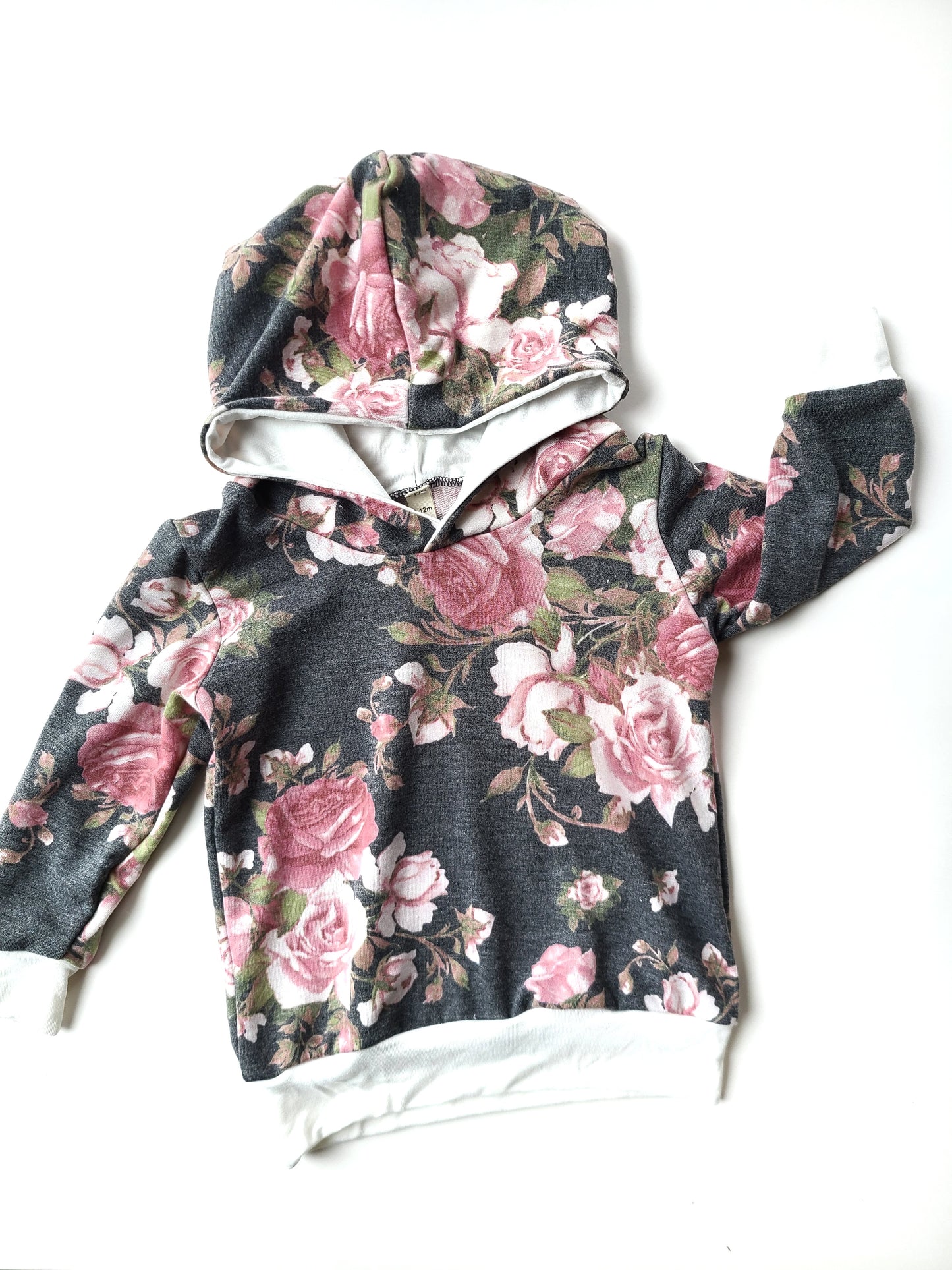 Soft Black Floral Hoodie