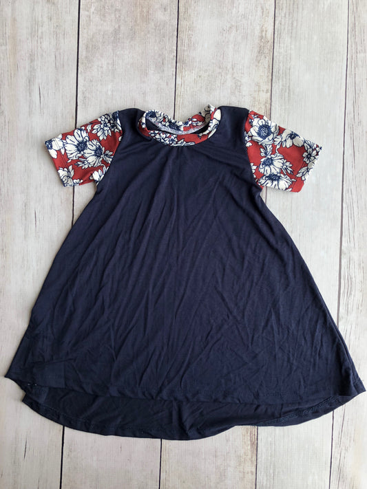 Rust & Navy Floral Hi-Lo Dress (Navy Body)