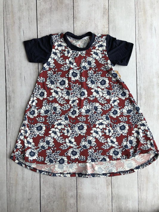 Rust & Navy Floral Hi-Lo Dress (Floral Body)